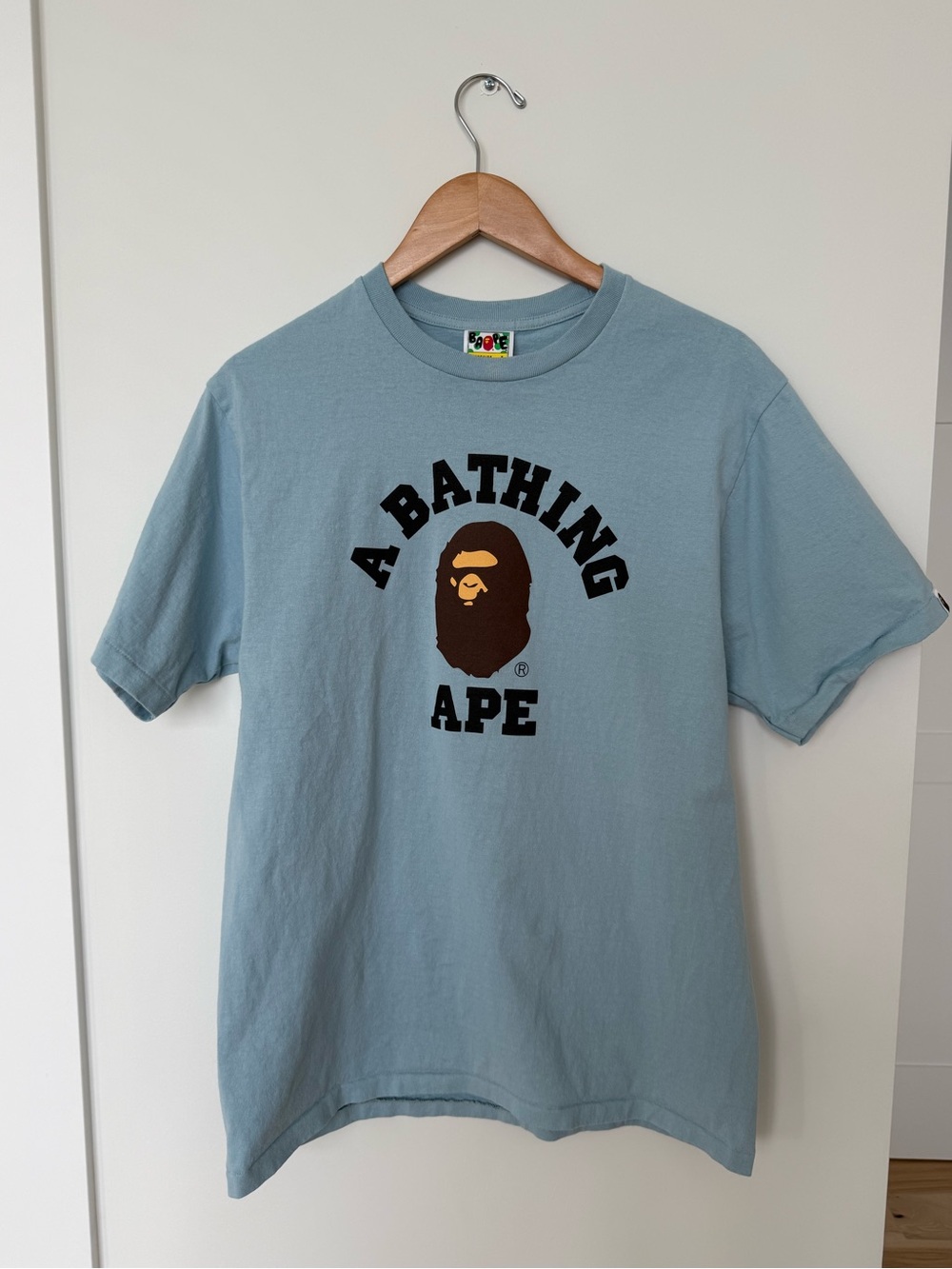 BAPE A Bathing Ape College Logo Tee in Light Blue Men’s Large
